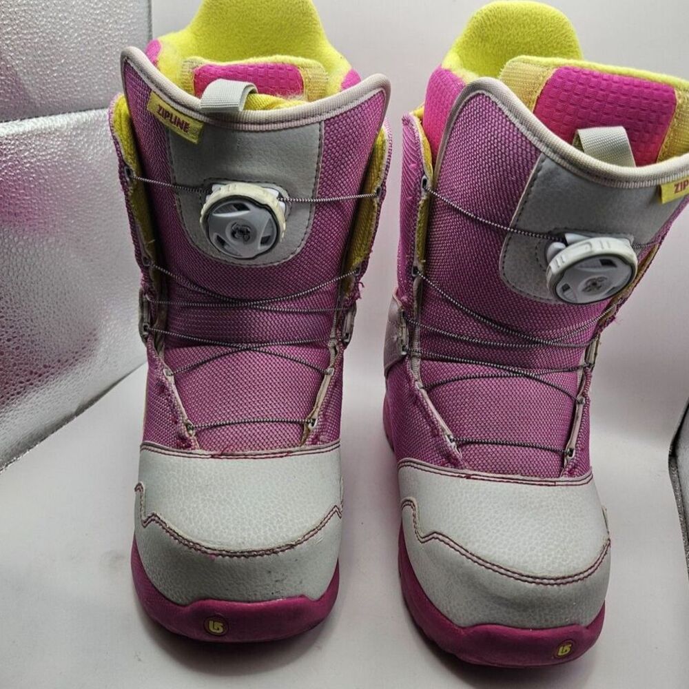 Burton Youth Zipline Boa Pink White Yellow Snowboard Boot Size US 4K/UK 3 READ